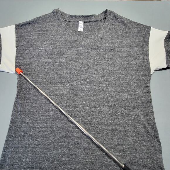 Alternative Earth Gray Heather Shirt Sporty V-Neck Short Sleeves Women's Medium - Picture 4 of 10